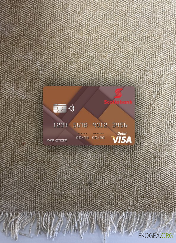 Photolook de la carte de débit visa de la Banque Scotia de la Jamaïque , avant